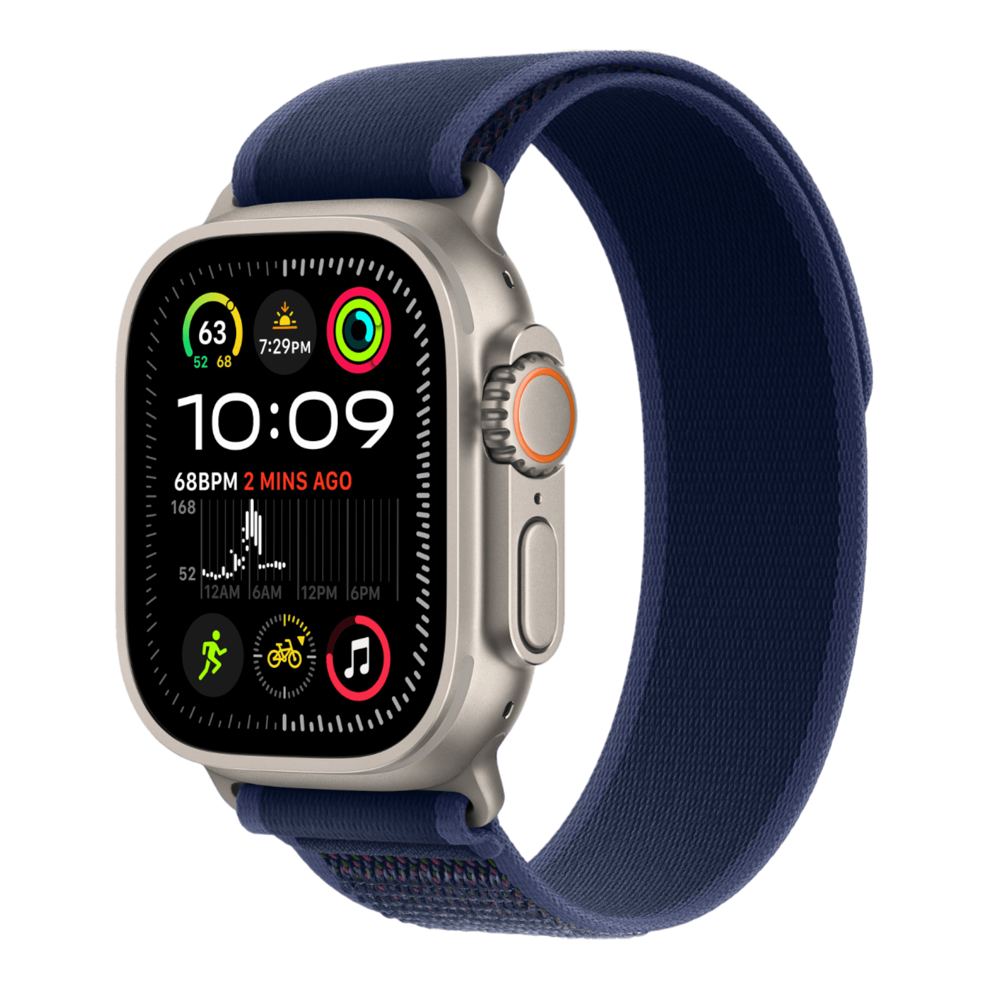 Apple Watch Ultra 2 GPS + Cellular, 49mm Natural Titanium Case with Blue Trail Loop - M/L - alAsil